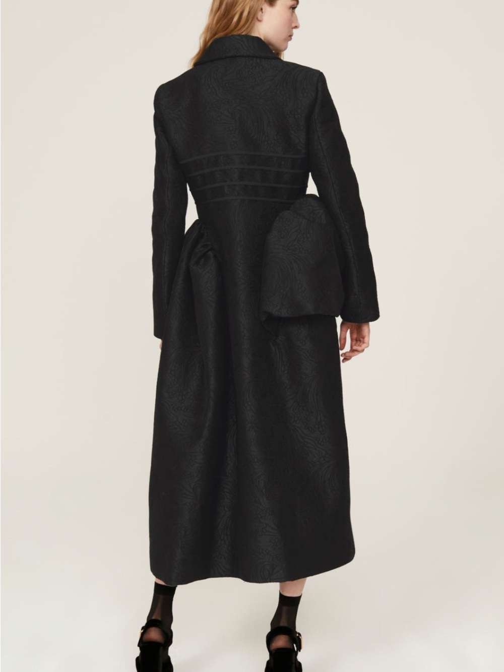 Cecilie Bahnsen~Desiree~Black Textured Coat~Size 6~$2960~ - Picture 3 of 8